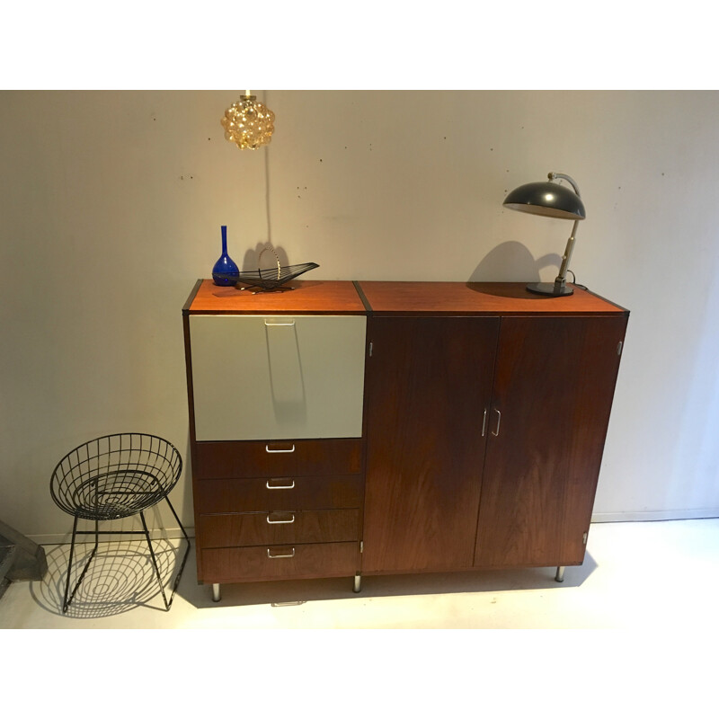White highboard in metal and brass produced by Pastoe - 1960s