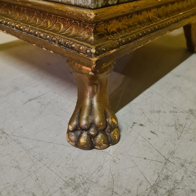 Vintage gilded stucco and marble pedestal, Sweden 1900