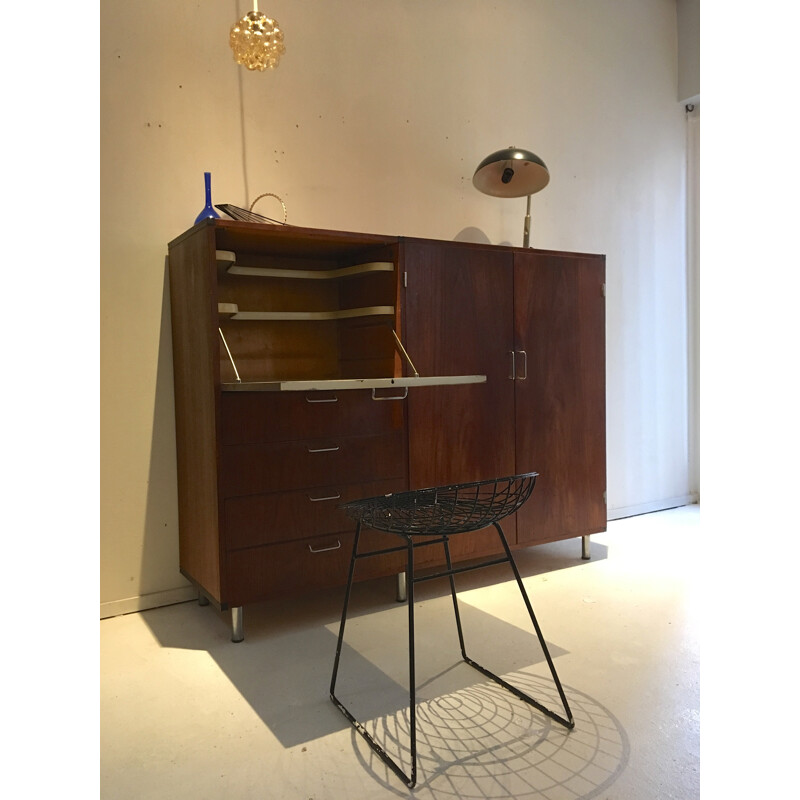 White highboard in metal and brass produced by Pastoe - 1960s