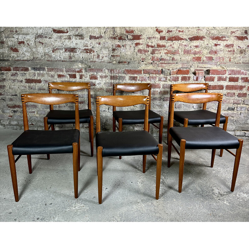 Lot de 6 chaises vintage en teck et simili cuir par Wh Klein pour Bramin, Danemark 1960