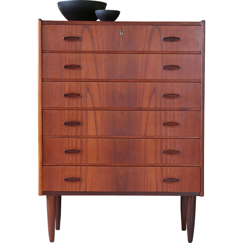 Mid century Scandinavian dark teak chest of drawers - 1960s