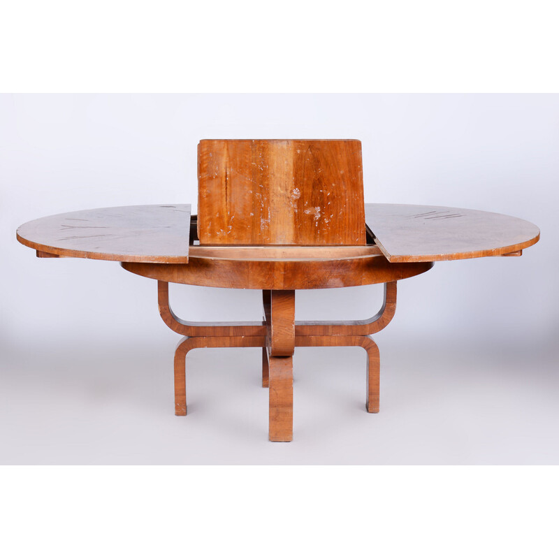 Vintage Art Deco extendable walnut dining table by Halabala for Up Závody, Czechoslovakia 1920