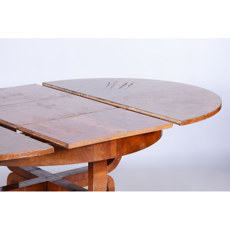 Vintage Art Deco extendable walnut dining table by Halabala for Up Závody, Czechoslovakia 1920