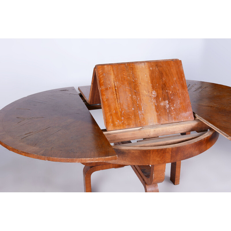 Vintage Art Deco extendable walnut dining table by Halabala for Up Závody, Czechoslovakia 1920