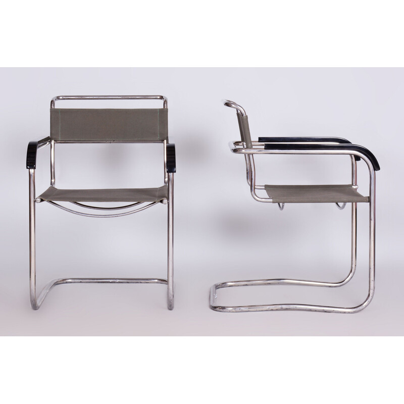 Ein Paar alte Bauhaus-Sessel aus Chromstahl von Marcel Breuer für Thonet, Tschechoslowakei 1930