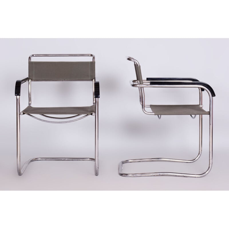 Paire de fauteuils vintage Bauhaus en acier chromé par Marcel Breuer pour Thonet, Tchécoslovaquie 1930