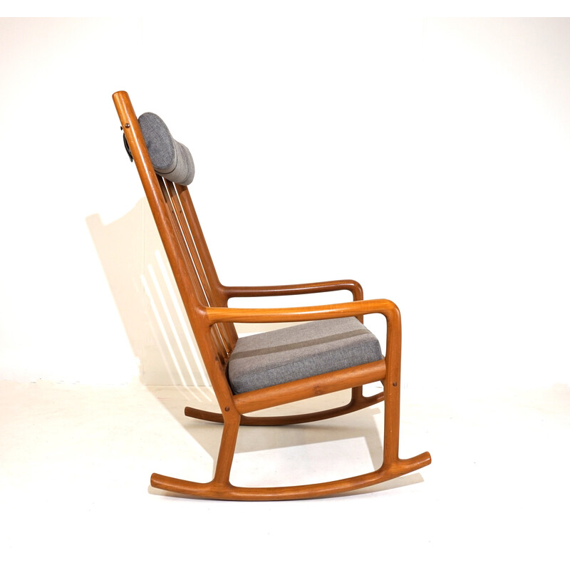 Vintage rocking chair in solid teak by Hans Olsen for Juul Kristensen, Denmark 1960