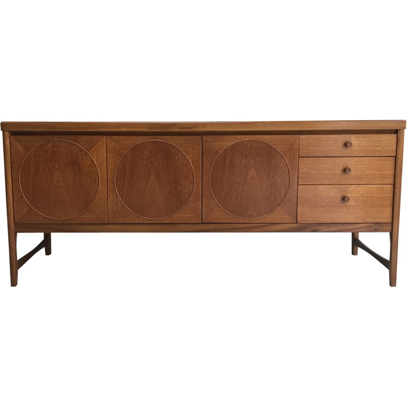 Sideboard with circles on the doors in teak made by Nathan - 1960s 