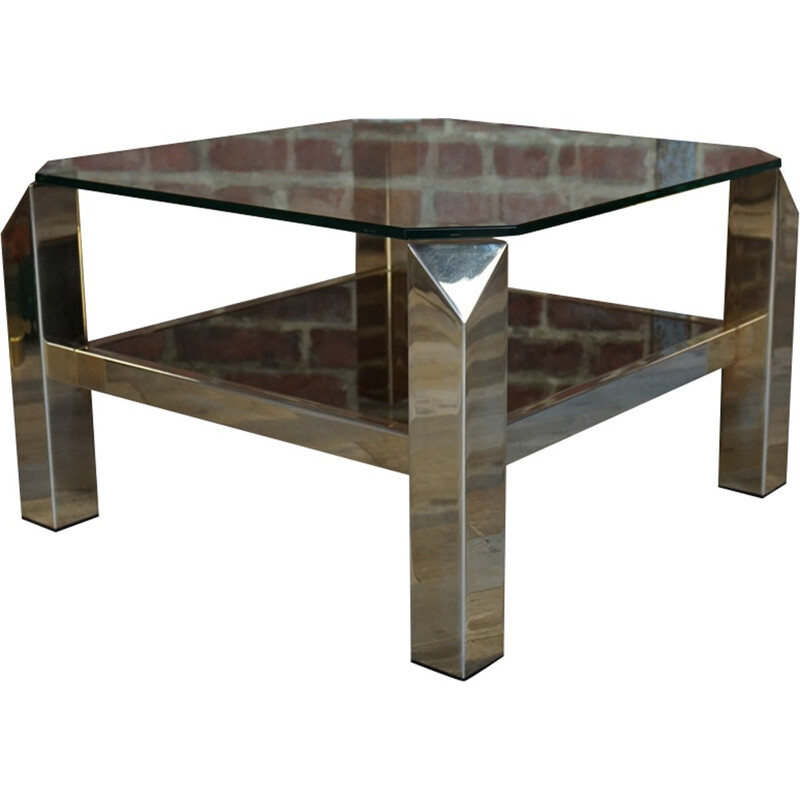 Mid century golden coffee table produced by Belgochrome - 1960s