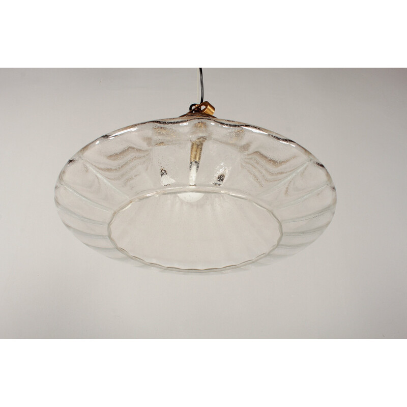 Vintage glass and brass pendant lamp by Limburg, Germany 1970