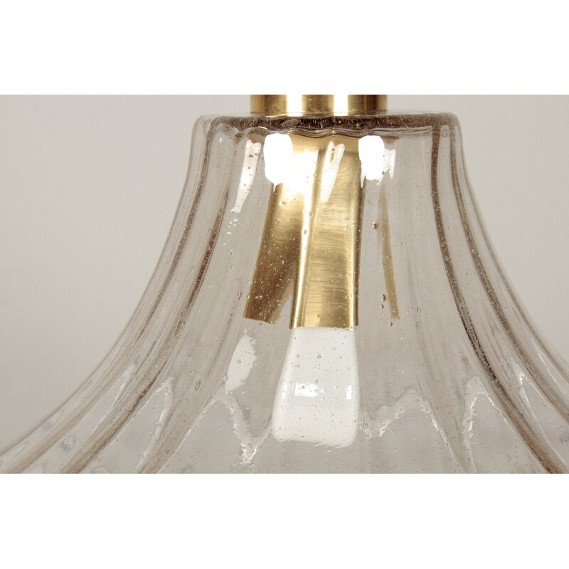 Vintage glass and brass pendant lamp by Limburg, Germany 1970
