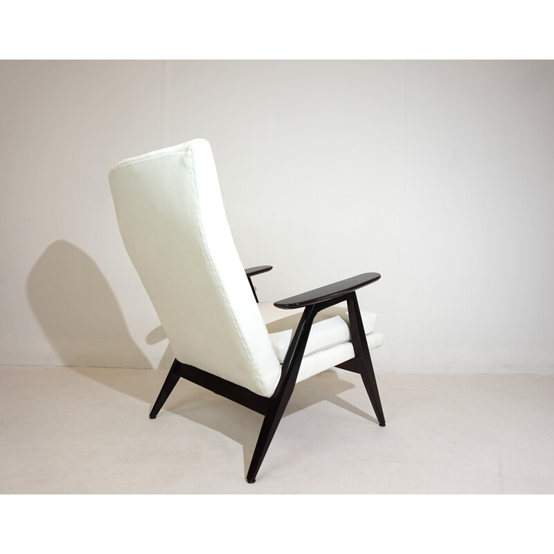 Vintage SK 640 armchair in wood and fabric by Pierre Guariche for Steiner, France 1950