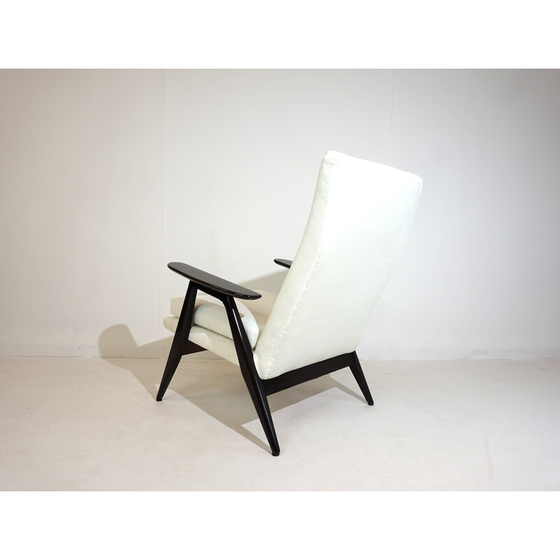 Vintage SK 640 armchair in wood and fabric by Pierre Guariche for Steiner, France 1950