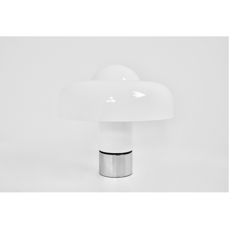 Vintage Brumbury lamp in white plastic and metal by Luigi Massoni for Harvey Guzzini, 1970