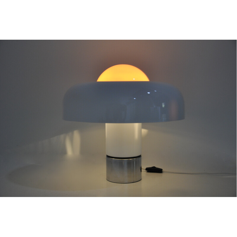 Vintage Brumbury lamp in white plastic and metal by Luigi Massoni for Harvey Guzzini, 1970