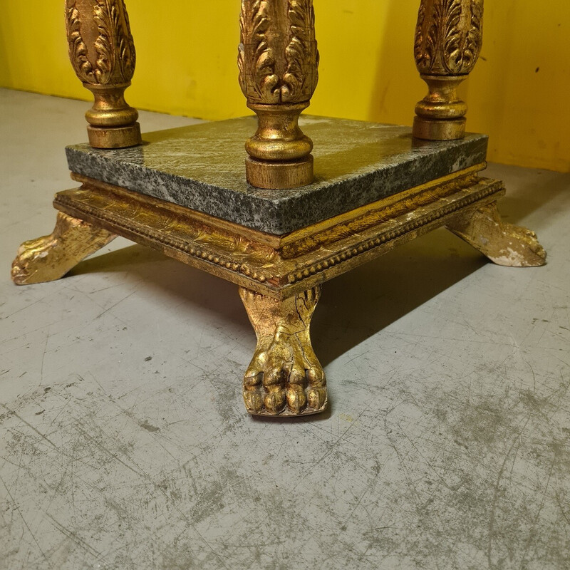 Vintage gilded stucco and marble plant stand, Sweden 1900
