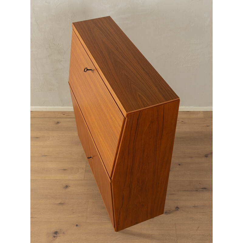 Vintage desk in teak veneer and black steel, Germany 1960