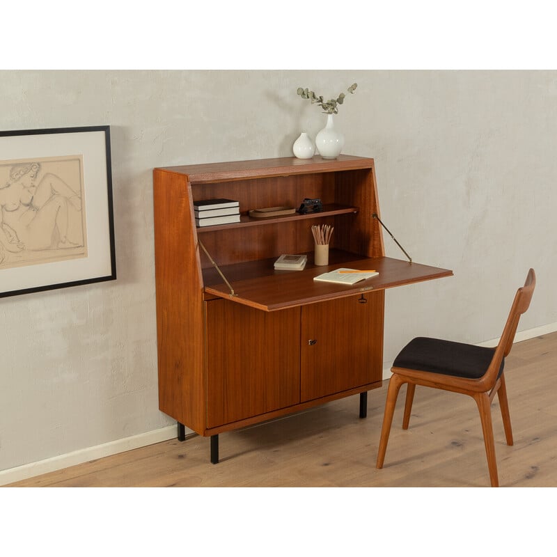Vintage Schreibtisch aus Teakholzfurnier und schwarzem Stahl, Deutschland 1960