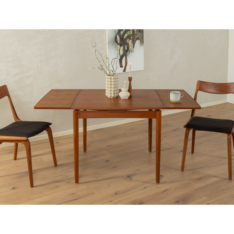 Table à repas vintage extensible en teck massif et bois par Poul Hundevad, Danemark 1960