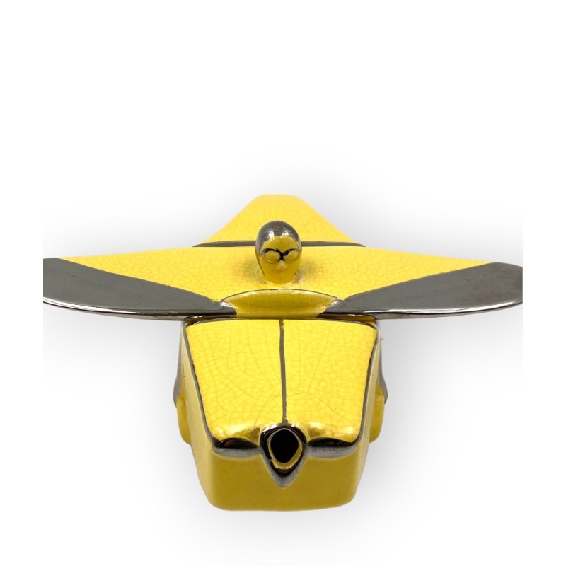 Vintage yellow ceramic "T-Plane" airplane teapot, UK 1930