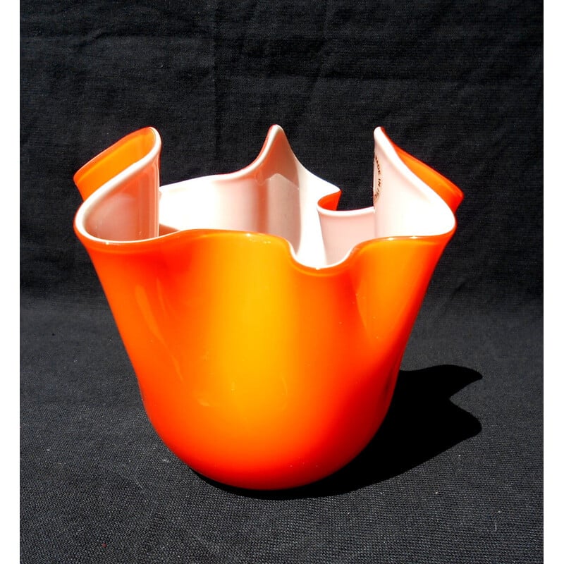 Vintage Fazzoletto vase in Murano glass by Fulvio Bianconi for Venini, Italy 2003