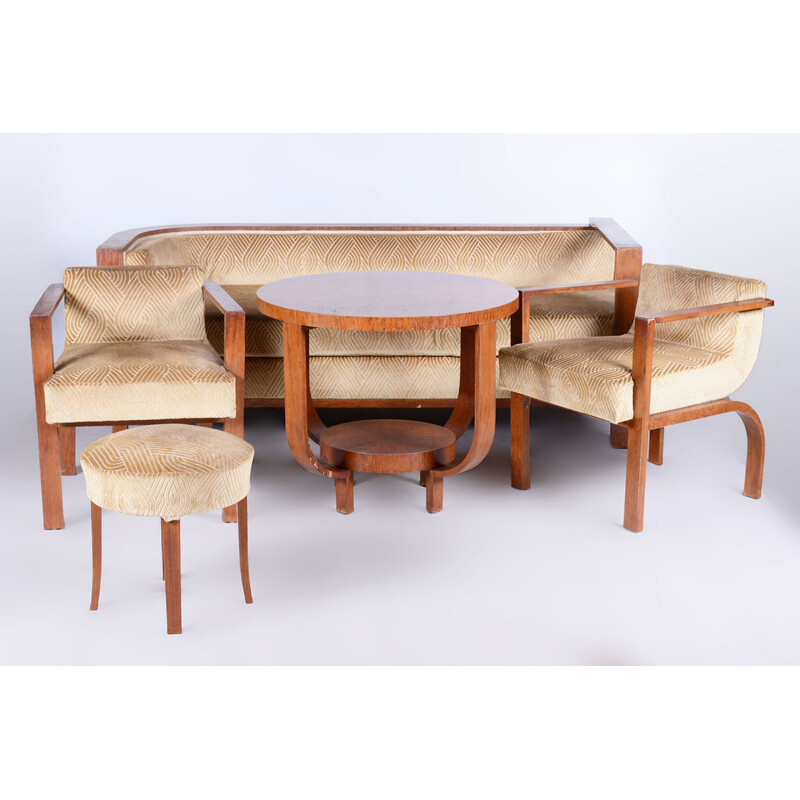 Vintage Art Deco rosewood seating set, France 1920