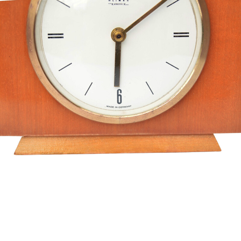 Relógio de lareira vintage em madeira para a Weimar Electric, Alemanha 1970