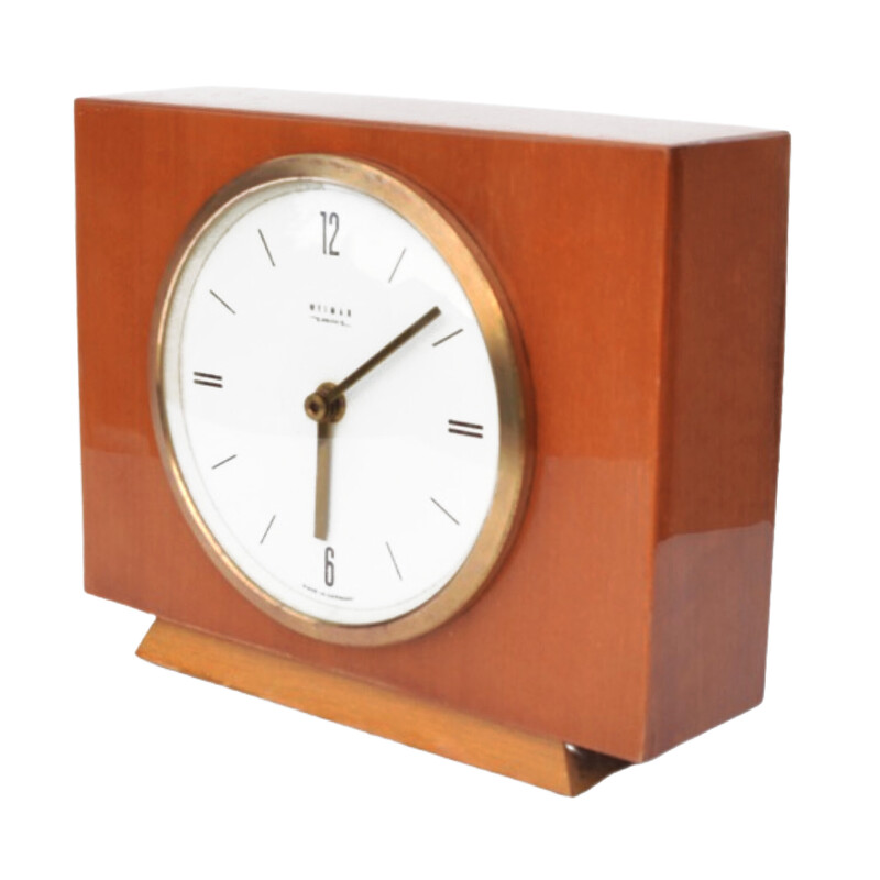 Vintage wooden mantel clock for Weimar Electric, Germany 1970