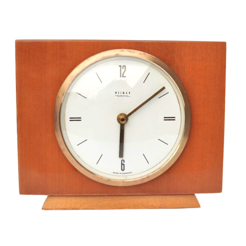 Vintage wooden mantel clock for Weimar Electric, Germany 1970