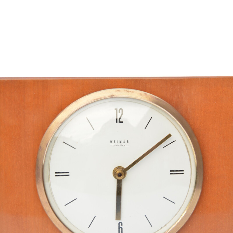 Vintage wooden mantel clock for Weimar Electric, Germany 1970