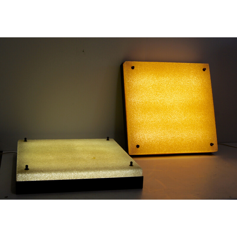 Pair of mid-century square 'sugar' wall lamp, Netherlands - 1950s