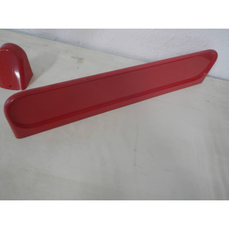 Vintage bathroom set in red plastic and metal by Mario Hasuike for Gedi
