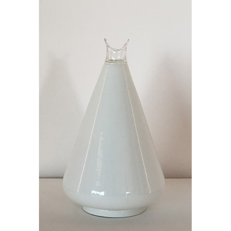 Vintage Buto lamp in white Murano glass and metal by Noti Massari for Leucos, Italy 1970