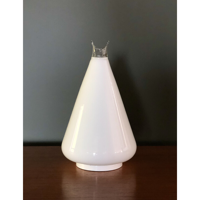 Vintage Buto lamp in wit Murano glas en metaal door Noti Massari voor Leucos, Italië 1970