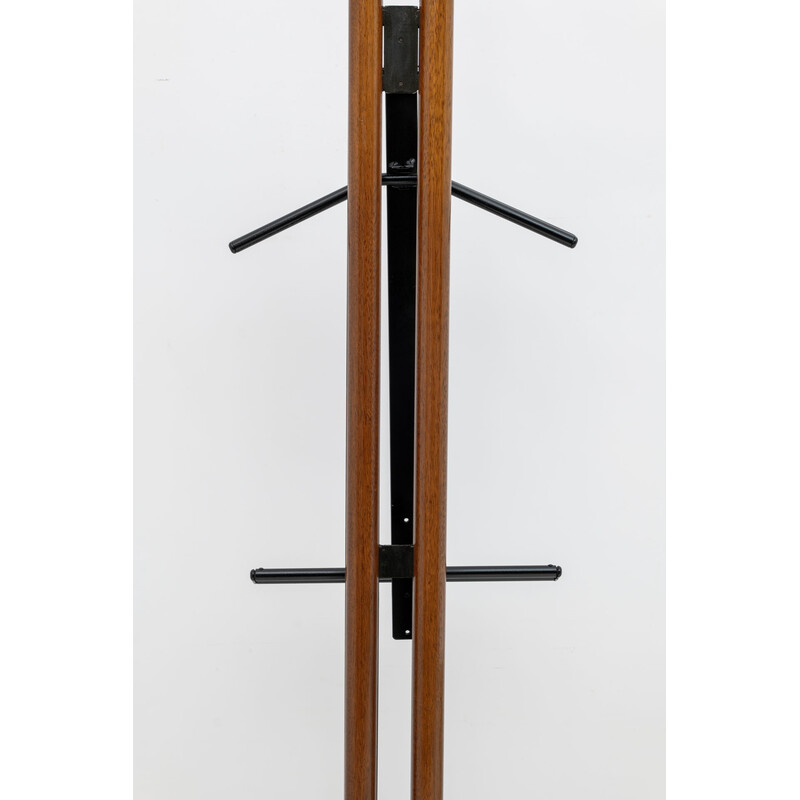 Vintage hanger in metal and mahogany-stained beech wood, Italy 1970
