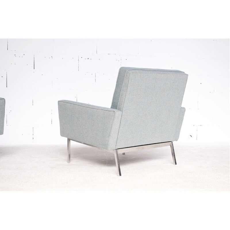 Pair of vintage 67 A armchairs in chrome steel and fabric by Florence Knoll for Knoll Internationnal, 1966