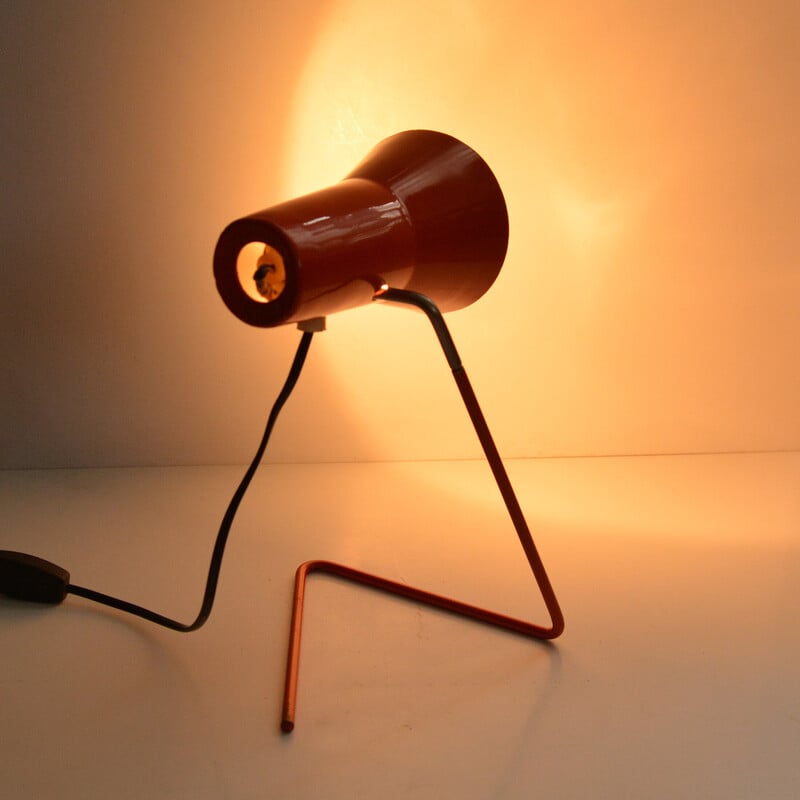 Vintage red metal lamp by Josef Hurka for Drupol, Czechoslovakia 1960