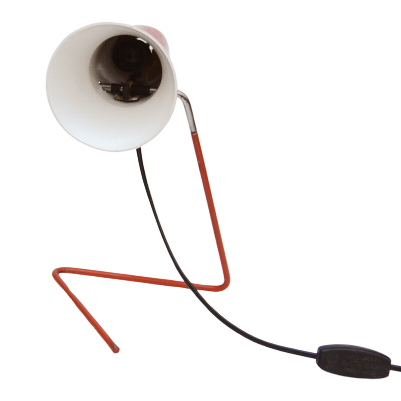 Lampe vintage rouge en métal par Josef Hurka pour Drupol, Tchécoslovaquie 1960