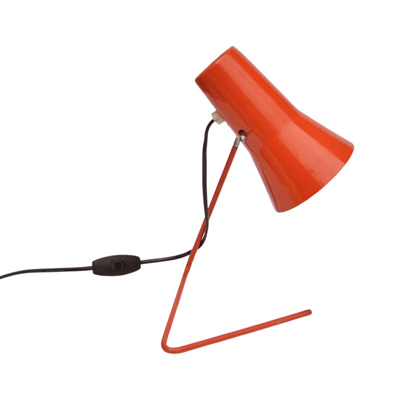 Vintage red metal lamp by Josef Hurka for Drupol, Czechoslovakia 1960