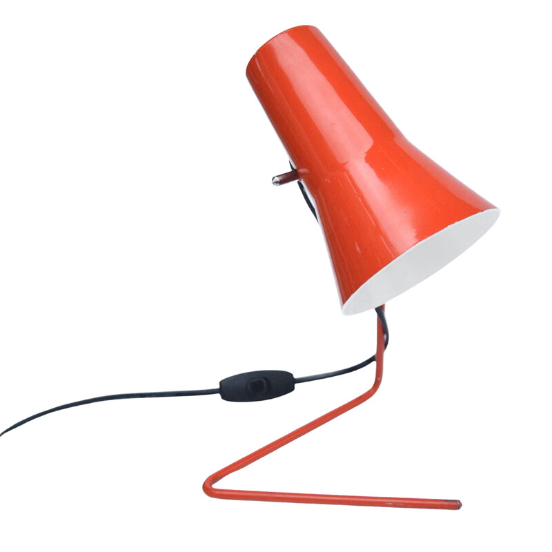 Lampe vintage rouge en métal par Josef Hurka pour Drupol, Tchécoslovaquie 1960