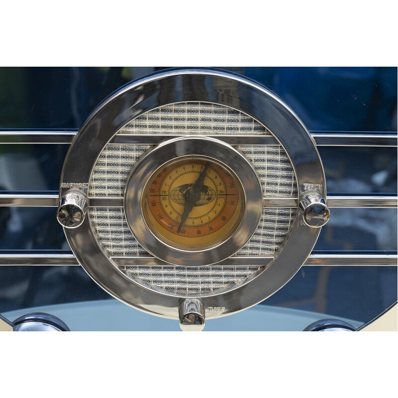 Radio vintage Sparton Bluebird 506 avec surface miroir bleu cobalt, 2000
