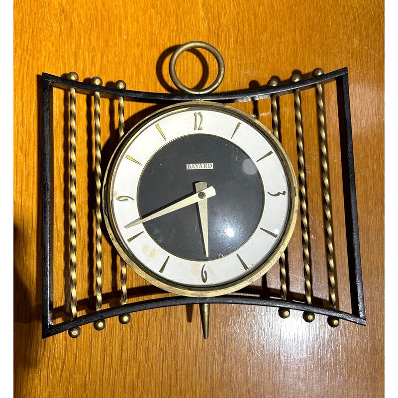 Vintage brass clock for Bayard, 1950