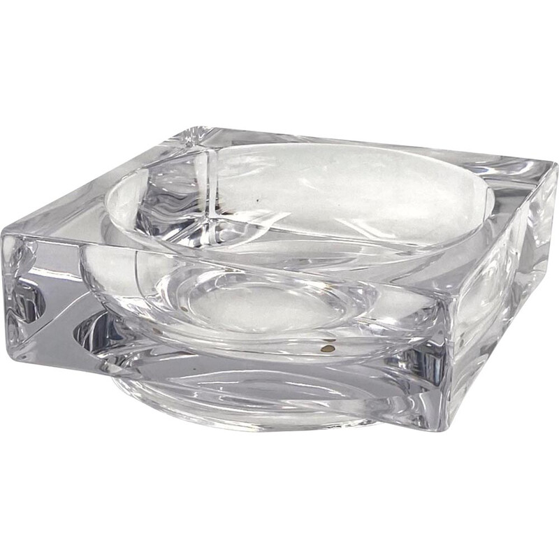 Vintage molded crystal ashtray, France 1970