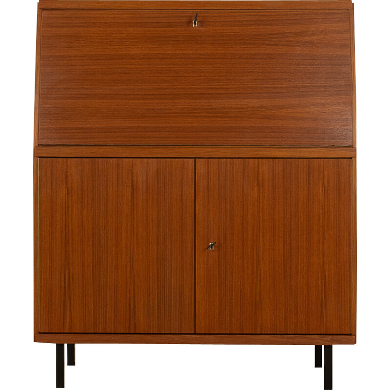 Vintage desk in teak veneer and black steel, Germany 1960