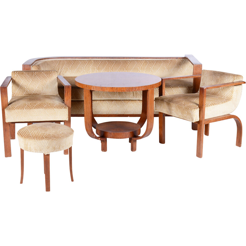 Vintage Art Deco rosewood seating set, France 1920