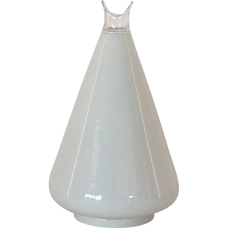 Lampe vintage Buto en verre Murano blanc et métal par Noti Massari pour Leucos, Italie 1970