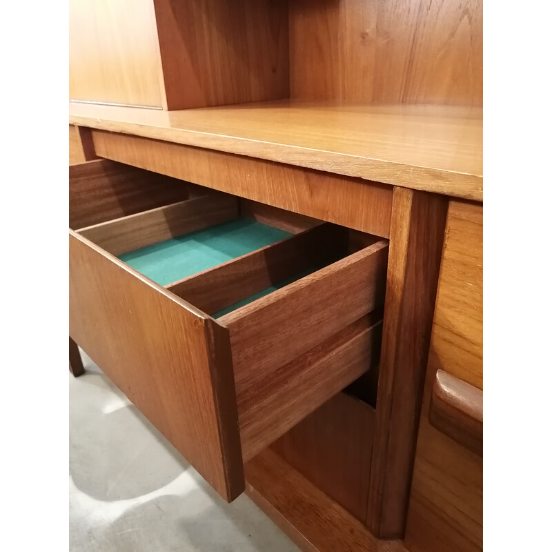 Vintage English teak wood highboard, 1970