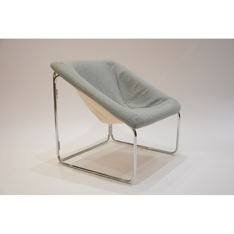 Grey French fabric armchair - 1970s