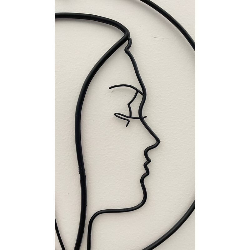 Vintage wall decoration in black synthetic material representing an image of Saint, 1960