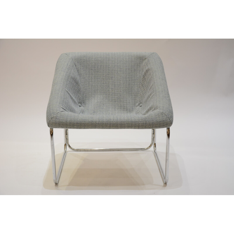 Grey French fabric armchair - 1970s
